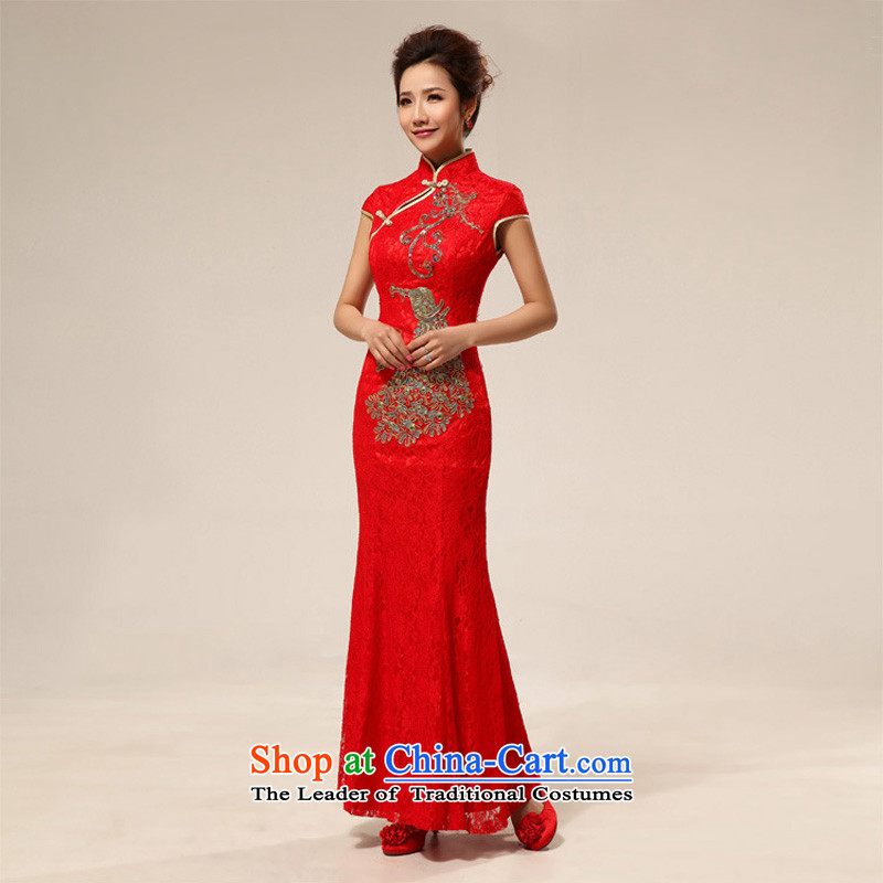 The end of the light (QM) retro lace improved marriages cheongsam dress bows wedding bride with CTX QP66 red light at the end of L, , , , shopping on the Internet