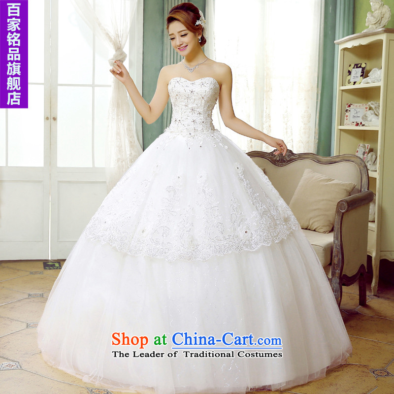 Korean-style luxury diamond wedding dresses female?2015 autumn to align the new Foutune of wiping the chest out princess sweet yarn for autumn and winter, white wedding White?M