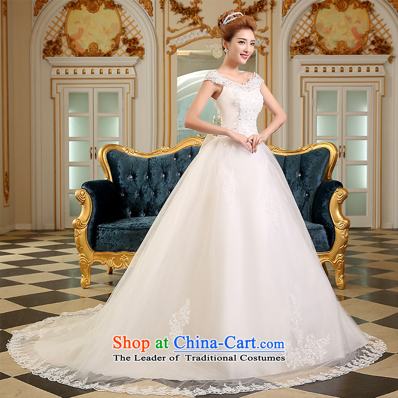 The Korean version of the divas autumn 2015 new stylish wedding day Korean word shoulders a luxurious hotel small trailing larger MM thick video thin pregnant women wedding white XS( slotted shoulders Sleek and Sexy, Republika Srpska (pnessa divas) , , ,