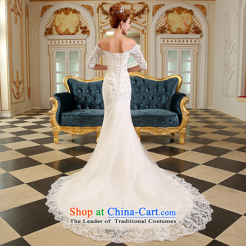 The Korean version of the divas wedding autumn 2015 new crowsfoot small trailing long word wedding dress in shoulder cuff small trailing crowsfoot Sau San wedding guests will find all of the word PUERTORRICANS white shoulders in the Republika Srpska), sty