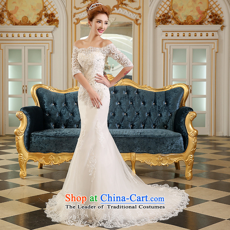 The Korean version of the divas wedding autumn 2015 new crowsfoot small trailing long word wedding dress in shoulder cuff small trailing crowsfoot Sau San wedding guests will find all of the word PUERTORRICANS white shoulders in the Republika Srpska), sty