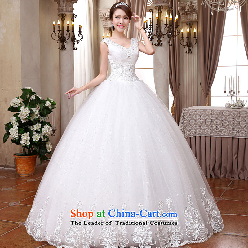 The privilege of serving-leung 2015 new Korean brides wedding dress deep V-Neck shoulders to align the stylish bon bon skirt wedding XXL, white honor services-leung , , , shopping on the Internet
