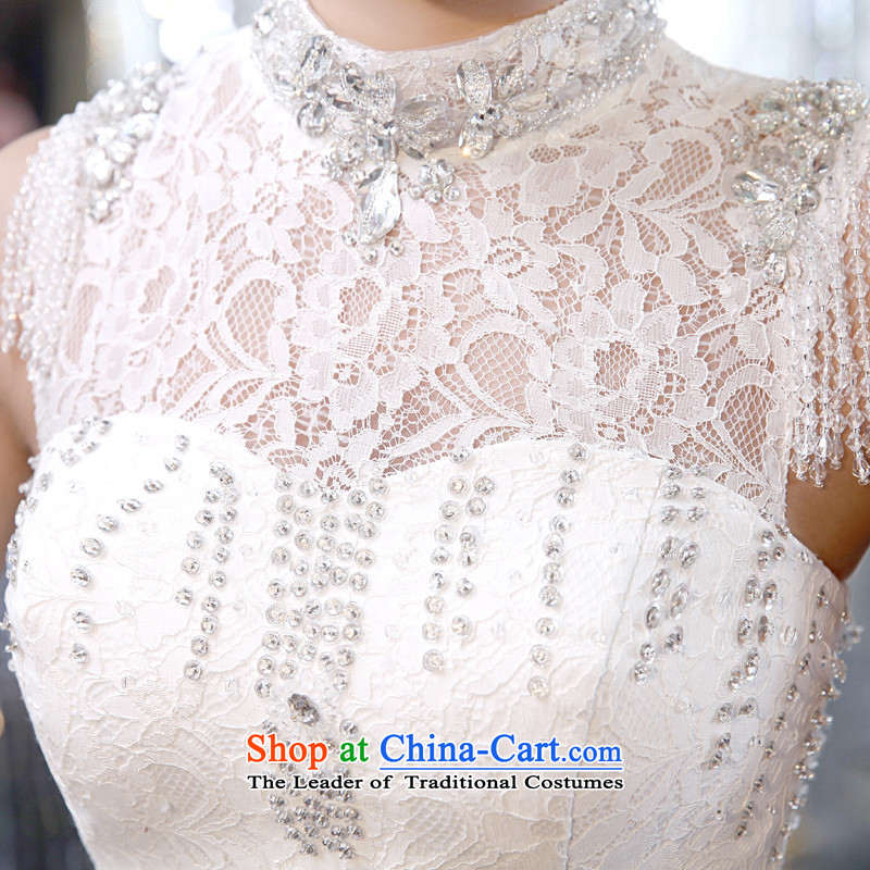 The privilege of serving-leung 2015 new marriages a field shoulder back lace of fashionable tail wedding dresses white 2XL, honor services-leung , , , shopping on the Internet
