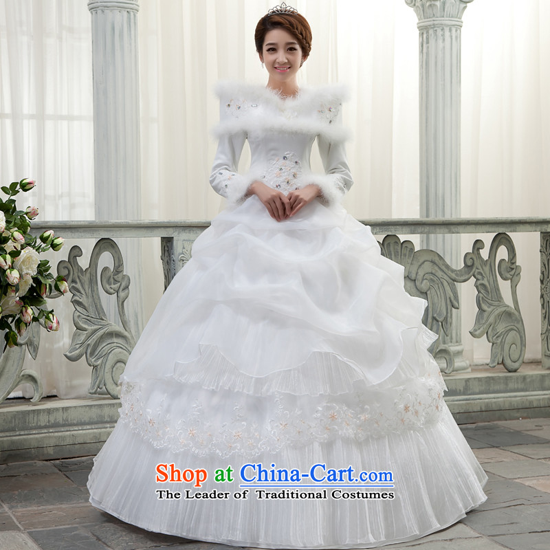 The privilege of serving-leung 2015 winter new marriages a long-sleeved field to align the shoulder graphics thin wedding dress dresses princess white 2XL, honor services-leung , , , shopping on the Internet
