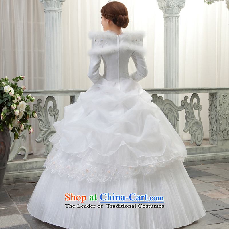 The privilege of serving-leung 2015 winter new marriages a long-sleeved field to align the shoulder graphics thin wedding dress dresses princess white 2XL, honor services-leung , , , shopping on the Internet