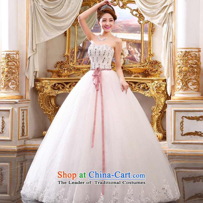 The privilege of serving-leung 2015 new bride wedding dress Korean fashion Princess Mary Magdalene chest to bon bon straps skirt wedding XXL, white honor services-leung , , , shopping on the Internet