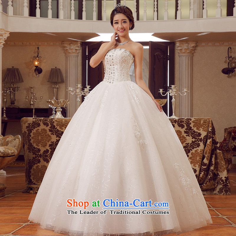 The privilege of serving-leung 2015 new Korean bridal fashion and chest to diamond wedding dress straps wedding dress white XXXL