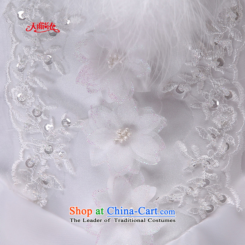 Rain-sang Yi marriages winter wedding white long-sleeved clip cotton blooms diamond elegant hotel code bows to dress HS903 white S, rain-sang Yi shopping on the Internet has been pressed.