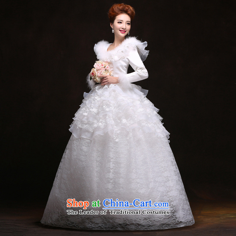 There is also optimized 8D 2014 autumn and winter new wedding dress thick Warm Korean brides Word Graphics thin shoulders to align the Sau San YFTK2084 white colored silk optimized yet XXL, shopping on the Internet has been pressed.
