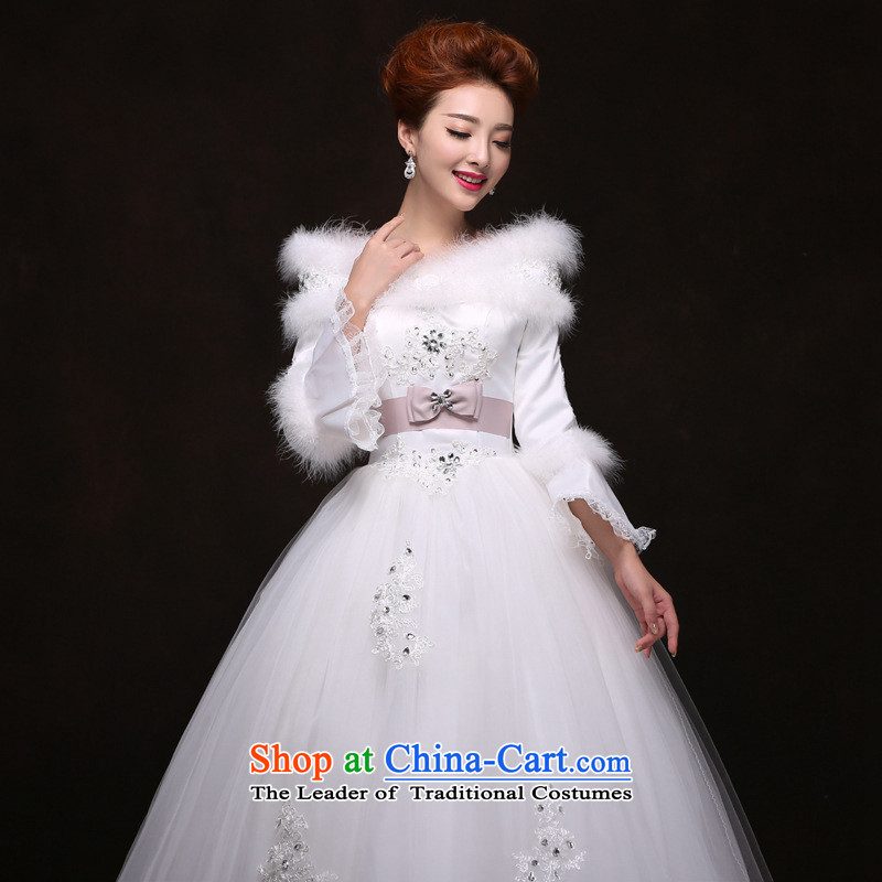 There is also a grand winter, optimize the word thick cotton plus long-sleeved shoulder wedding dresses YFTK2088 white colored silk optimized yet XXL, shopping on the Internet has been pressed.
