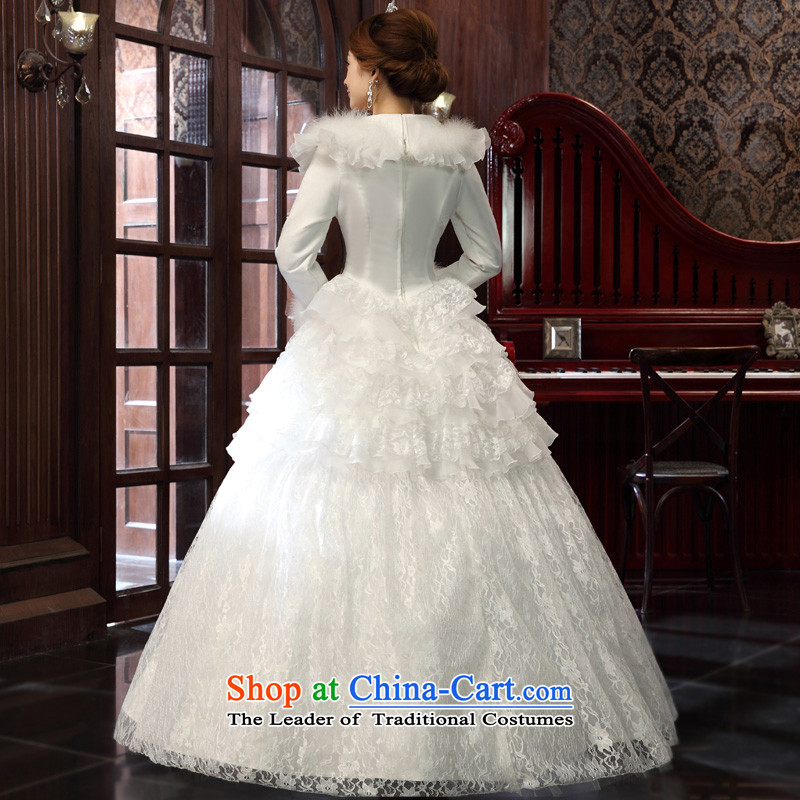 The privilege of serving-leung 2015 new Korean brides winter large collar align with lace video thin wedding dress wedding dress White XL, a service-leung , , , shopping on the Internet