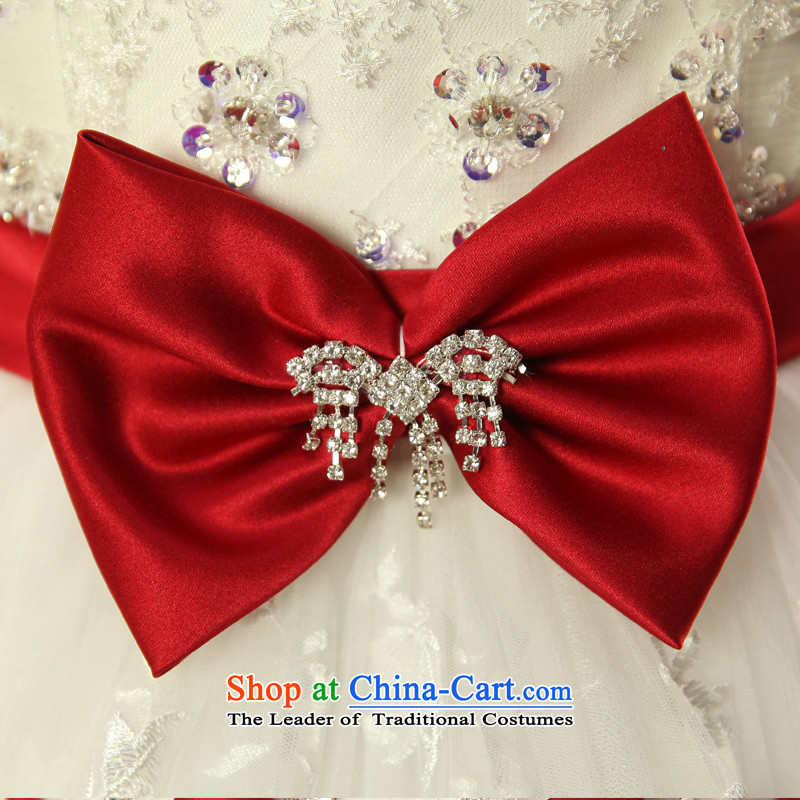The privilege of serving-leung 2015 new Korean marriages V-Neck shoulders a bow tie to align the stylish wedding dress dress white L-pre-sale 5 Day Shipping, as a service-leung , , , shopping on the Internet