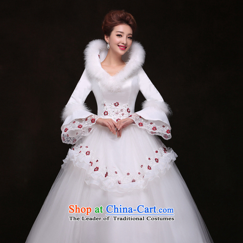 Naoji a winter new long-sleeved to align the wedding dresses Sau San video thin princess bon bon skirt wedding yy091107 White XL, yet a , , , shopping on the Internet