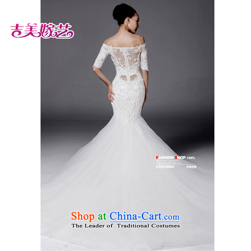Pre-sale - wedding dresses Kyrgyz-american married a NEW 2015 arts field shoulder lace HT7157 in Sau San crowsfoot cuff bride wedding 1m tail with lace , L, Kyrgyz-US married arts , , , shopping on the Internet