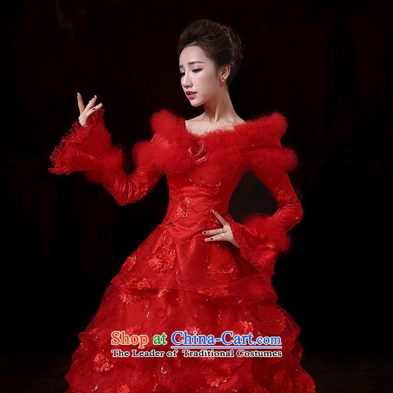 The new bride bo 2014 winter long-sleeved gross for thick integrated belt clip cotton wedding winter clothing red wedding toasting champagne marriages service S, darling Bride (BABY BPIDEB) , , , shopping on the Internet