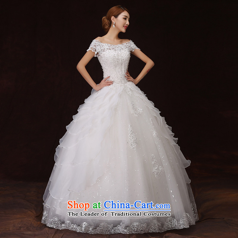 No new 2015 bride embroidered retro graphics word thin lace stereo flower shoulder bon bon princess skirt wedding white L 2 feet 1 Suzhou shipment, waist embroidered bride shopping on the Internet has been pressed.