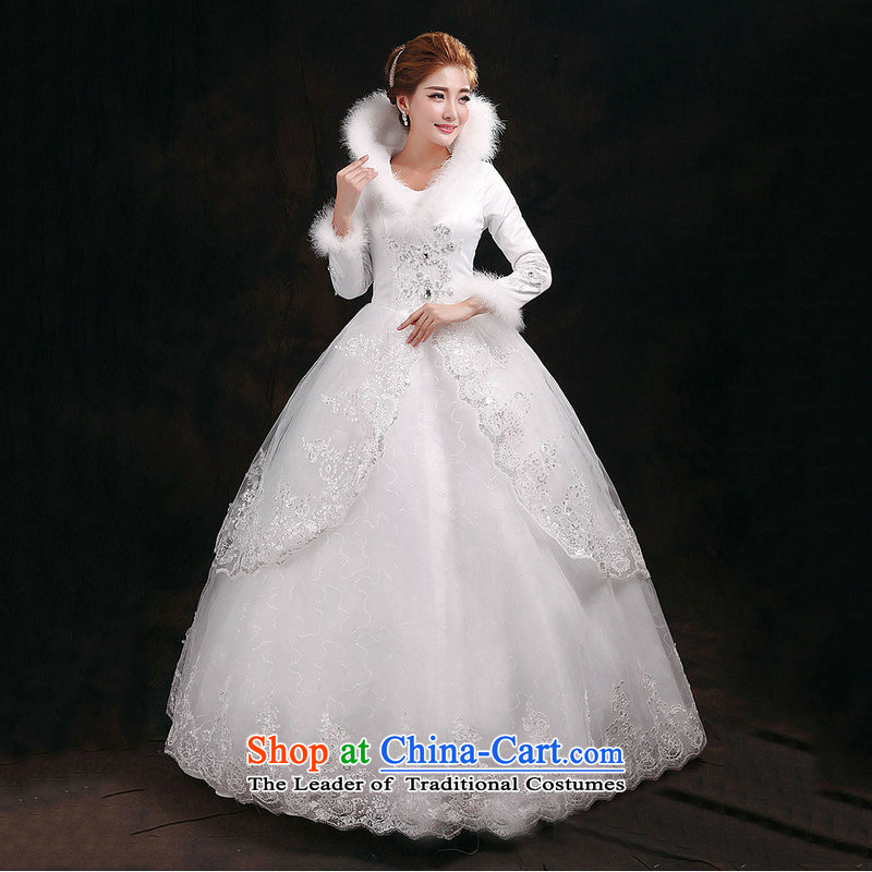 Yet, a 2014 winter to align the new Korean thick bon bon skirt long-sleeved plus cotton collar wedding winter YY2910 white L, yet a , , , shopping on the Internet