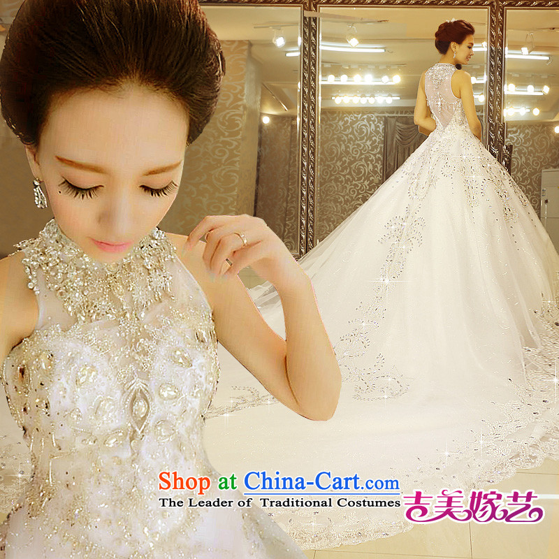 Kyrgyz-US married arts wedding dresses 2015 new Korean history hang crystal drill bon bon skirt tail 7683 bride wedding 2m tail XL