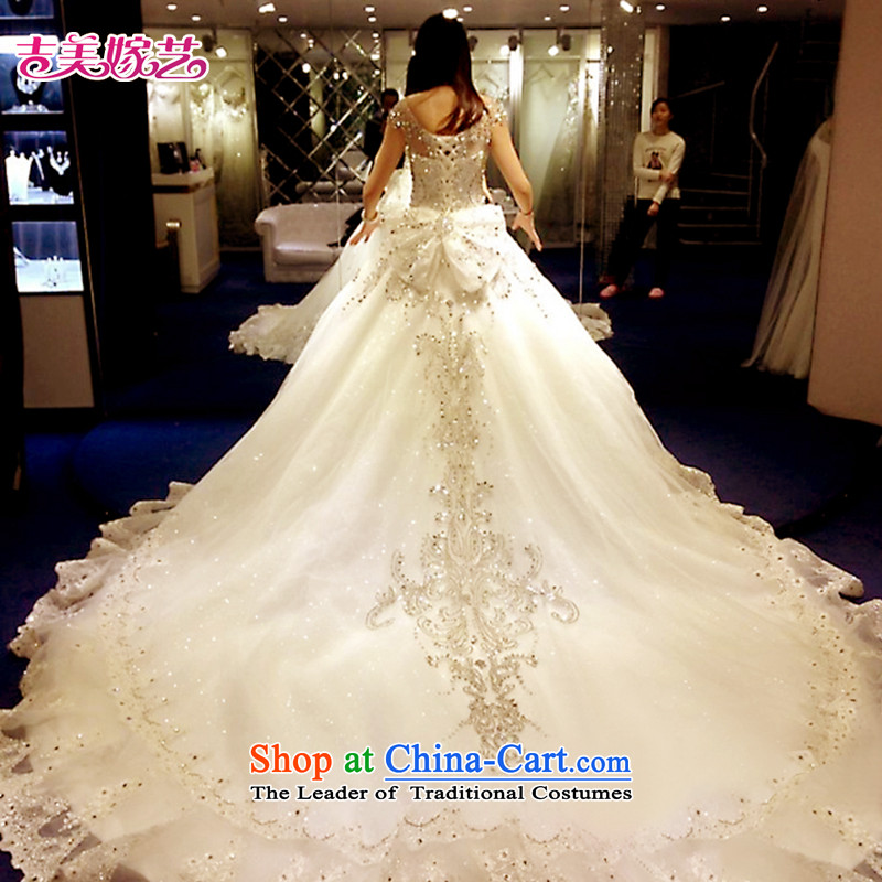 Pre-sale - American married new arts 2015 wedding dress shoulders Korean version of large tail water drilling bon bon skirt HT7697 wedding on crystal drilling under resin Drill 1.5 m tail XL, Kyrgyz-US married arts , , , shopping on the Internet