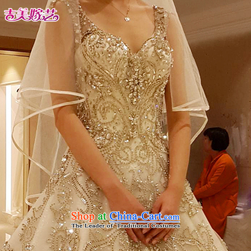 Pre-sale - American married new arts 2015 wedding dress shoulders Korean version of large tail water drilling bon bon skirt HT7697 wedding on crystal drilling under resin Drill 1.5 m tail XL, Kyrgyz-US married arts , , , shopping on the Internet