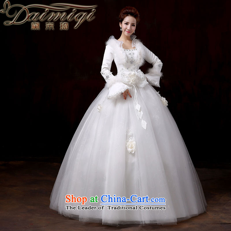 Wedding dress 2014 new niba collar bow tie for winter thick winter plus cotton long-sleeved top loin straps Korean pregnant women for larger wedding XXL