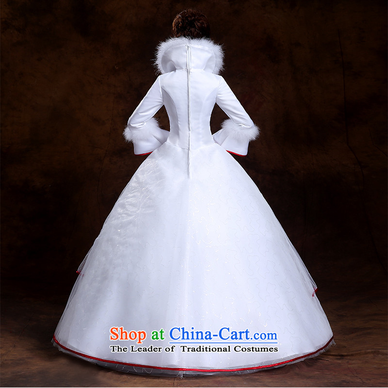 Wedding dresses new 2014 winter long-sleeved thick Korean version for autumn and winter, of gross cotton flowers with large L package marriage returning, love so Peng (AIRANPENG) , , , shopping on the Internet