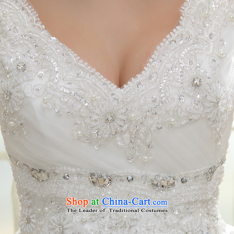 The privilege of serving-leung 2015 new Korean brides stylish wedding dress V-neck strap to align the princess wedding dress white S honor services-leung , , , shopping on the Internet