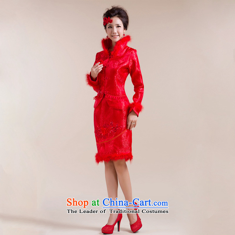 The end of the light (QM) wedding dresses marriages bows qipao cotton qipao feather gross for the  end of the Red, L, shallow CTX , , , shopping on the Internet