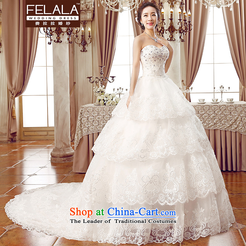 2015 new wedding sexy anointed chest luxury grand tail lace water drilling bride wedding L(2 feet) of Ferrara wedding (FELALA) , , , shopping on the Internet
