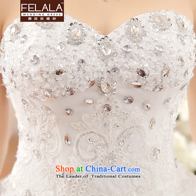 2015 new wedding sexy anointed chest luxury grand tail lace water drilling bride wedding L(2 feet) of Ferrara wedding (FELALA) , , , shopping on the Internet