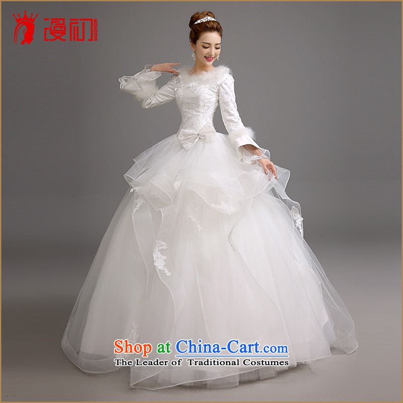 The beginning of the winter new man marriages wedding dresses Korean version thin thick wedding thick warm long-sleeved bon bon skirt wedding white L code, spilling the early shopping on the Internet has been pressed.