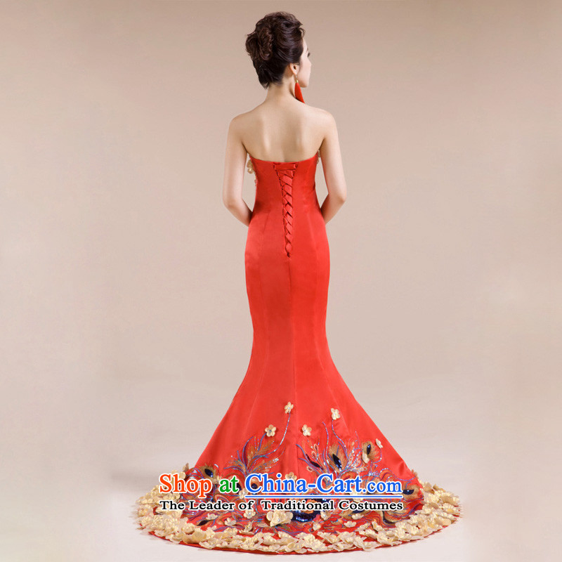 The end of the light (QM) Fung Mudan Multiple stereo flower embroidery wedding dress Phoenix fine evening dresses CTX red light at the end of S, shopping on the Internet has been pressed.