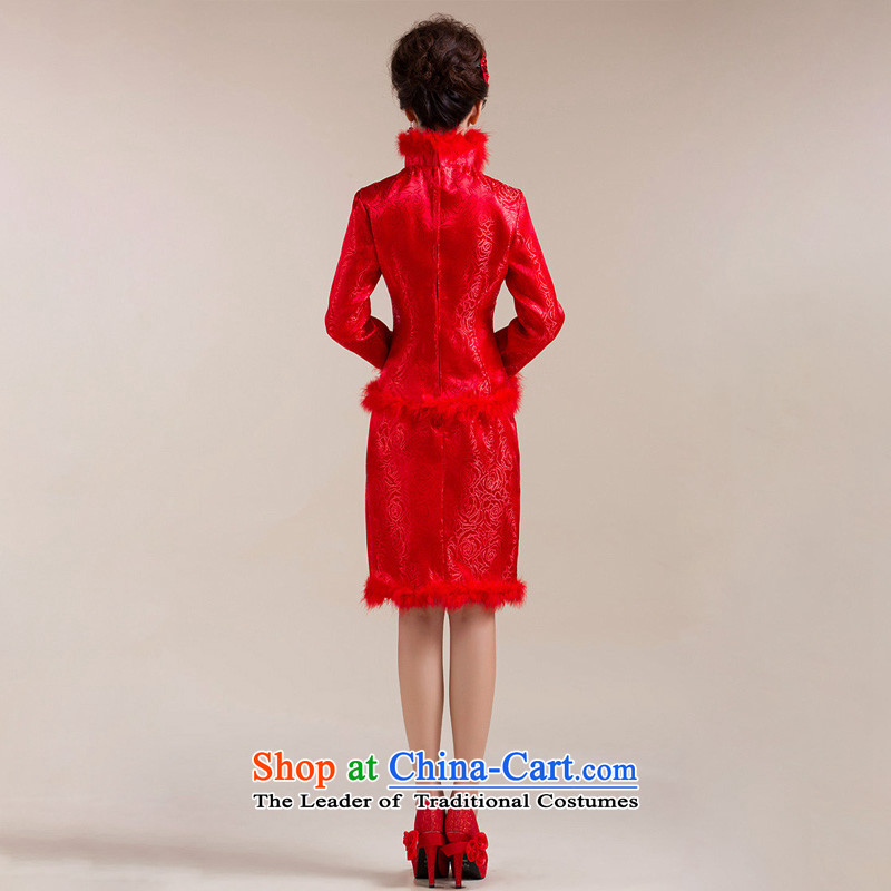 The end of the light (QM) bows qipao qipao marriage winter cotton short of qipao cotton catering services folder bows QP-5002 RED S Shallow CTX end shopping on the Internet has been pressed.
