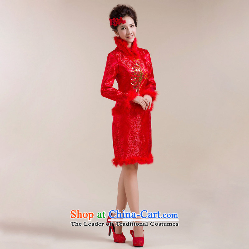 The end of the light (QM) bows qipao qipao marriage winter cotton short of qipao cotton catering services folder bows QP-5002 RED S Shallow CTX end shopping on the Internet has been pressed.