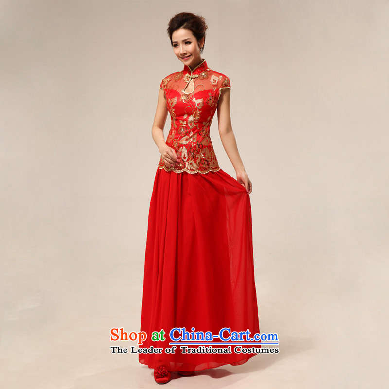 The end of the light (QM) Marriages retro lace improvement of long red transparent lace qipao CTX QP68 red light at the end of L, , , , shopping on the Internet