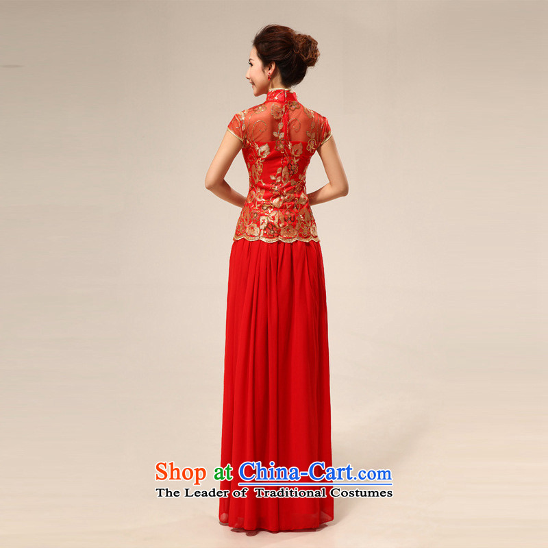 The end of the light (QM) Marriages retro lace improvement of long red transparent lace qipao CTX QP68 red light at the end of L, , , , shopping on the Internet