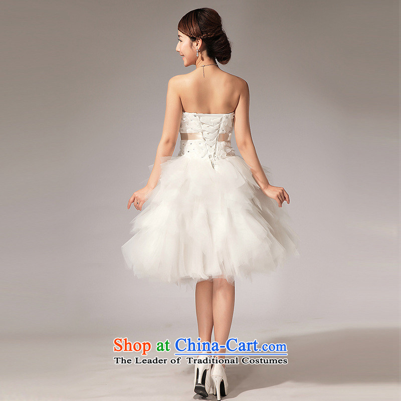 The end of the light (QM) Bride anointed Chest Flower wedding knee sister bridesmaid small dress short skirt CTX LF112 m White XL, light at the end of shopping on the Internet has been pressed.