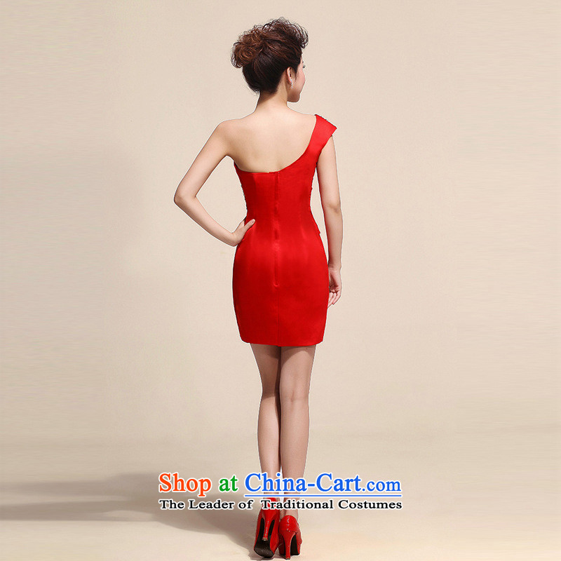 The end of the light (QM) Bride banquet style single shoulder dress small dress skirt CTX LF149 red light at the end of L, , , , shopping on the Internet