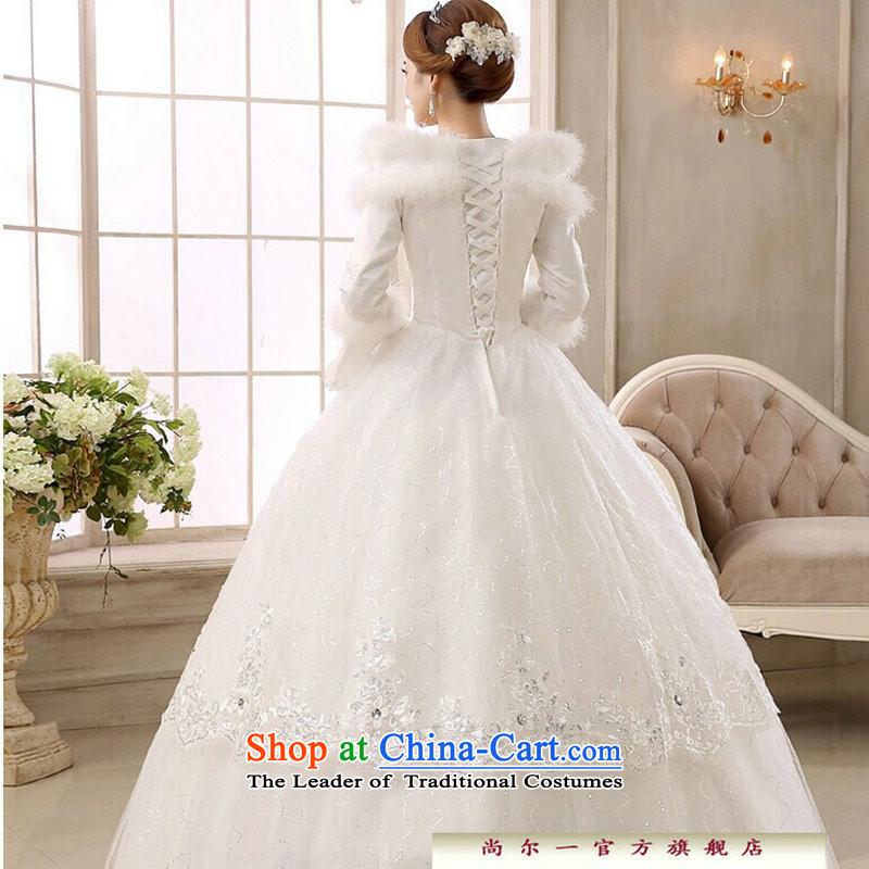 Naoji a 2014 new bride wedding dresses Korean straps for winter wedding long-sleeved sweet plus cotton wedding cs6149 white S naoji a , , , shopping on the Internet