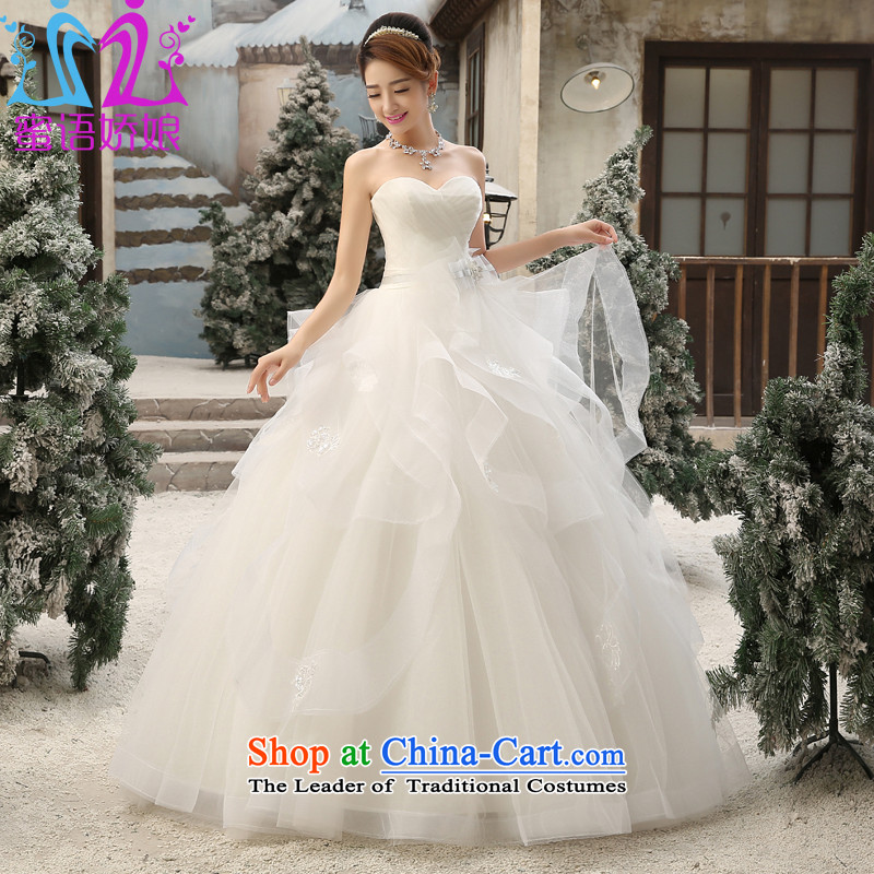 New Chic Womens Korean Wedding Dress Cotton Long-Sleeved Fur Collar Bridal  Dress