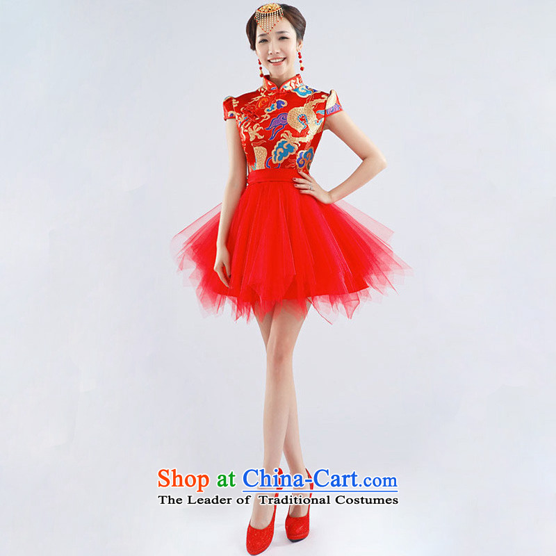 The end of the light (QM) Wedding sexy short of Chinese small dress marriage bows qipao Sau San CTX QP-117 red light at the end of , , , XXL, shopping on the Internet