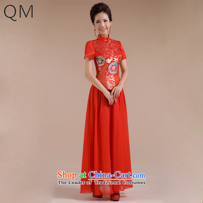 The end of the light _QM_ wedding of fashionable improved red embroidery bride wedding wedding dresses CTX QP-101 RED?M
