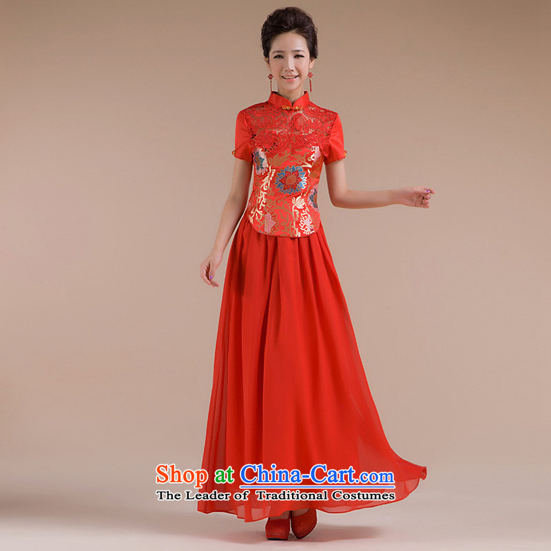 The end of the light (QM) wedding of fashionable improved red embroidery bride wedding wedding dresses CTX QP-101 red light at the end of M , , , shopping on the Internet