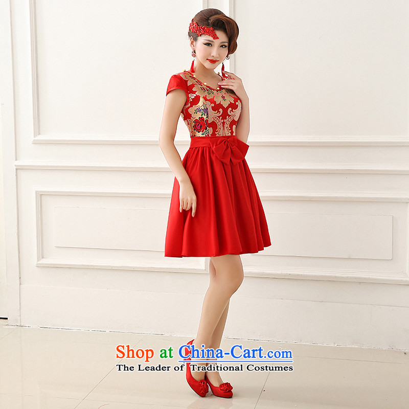 The end of the light (QM) dress cheongsam red bows service long-sleeved wedding marriage with CTX QP152 bride red light at the end of M , , , shopping on the Internet