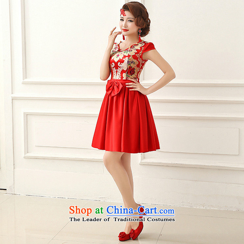 The end of the light (QM) dress cheongsam red bows service long-sleeved wedding marriage with CTX QP152 bride red light at the end of M , , , shopping on the Internet