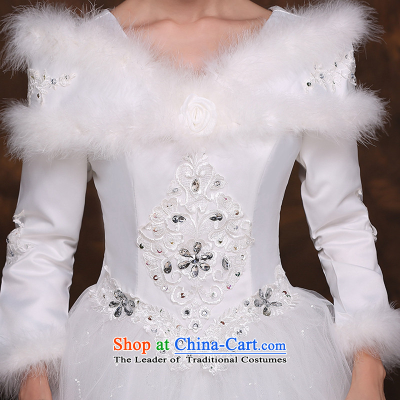 Hei Kaki 2014 winter winter clothing new sweet princess plus gross cotton for long-sleeved shawl wedding dresses white tie D002 white XS, Hei Kaki shopping on the Internet has been pressed.