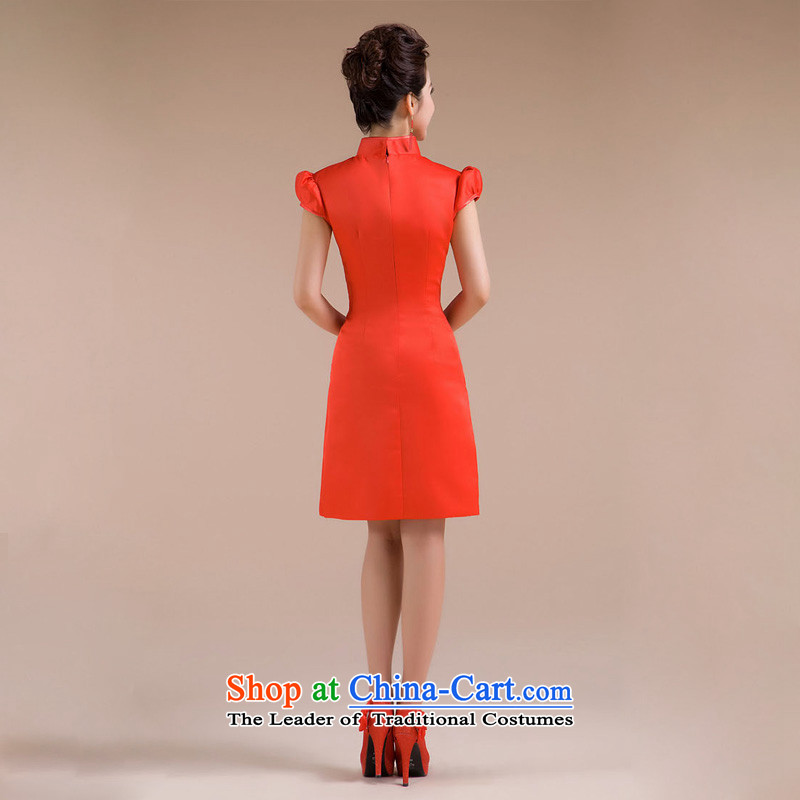 The end of the light (QM) female cheongsam dress marriages bows service in a small red light S dress CTX end shopping on the Internet has been pressed.