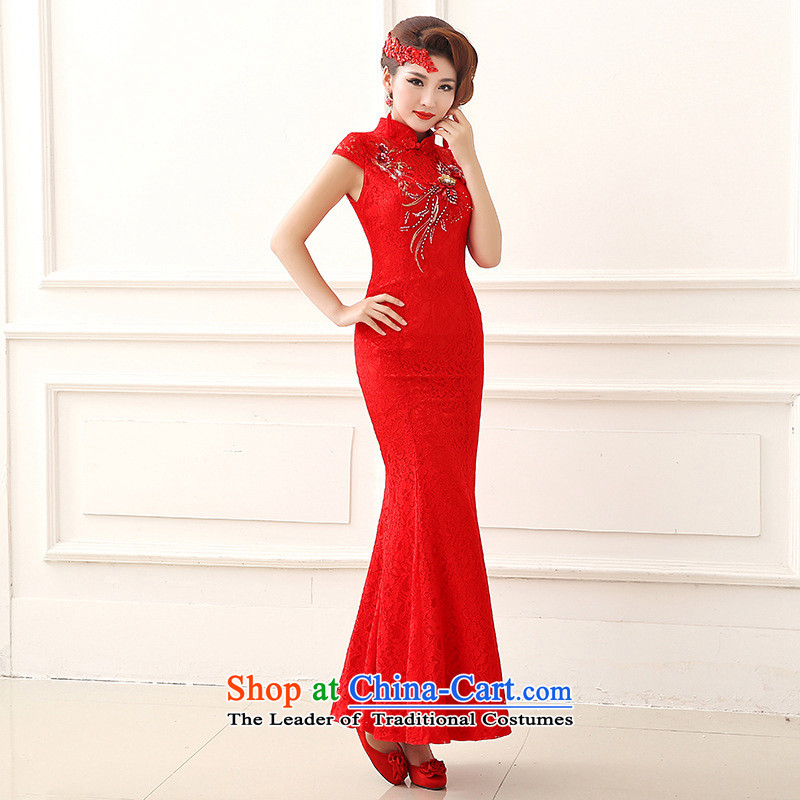 The end of the light (QM) Marriages retro lace qipao crowsfoot long red bows qipao QP153 RED S Shallow CTX end shopping on the Internet has been pressed.