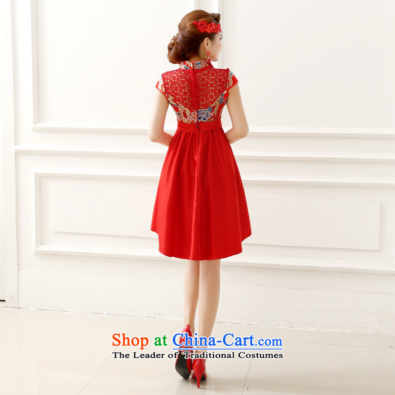 The end of the light (QM) Marriages water-soluble lace package shoulder short-sleeved long-night ceremony qipao CTX QP-139 red light at the end of L, , , , shopping on the Internet