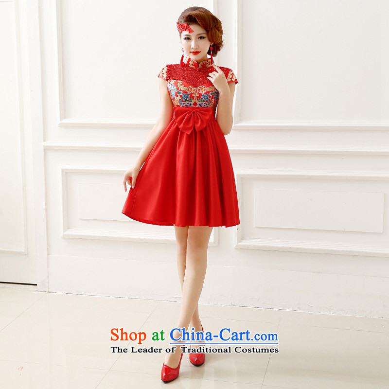 The end of the light (QM) Marriages water-soluble lace package shoulder short-sleeved long-night ceremony qipao CTX QP-139 red light at the end of L, , , , shopping on the Internet